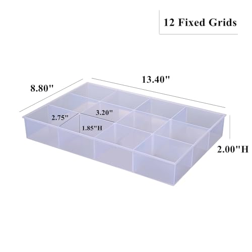 2 Pack Fixed 12 Grids Clear Plastic Organizer Sorting Tray - view 2