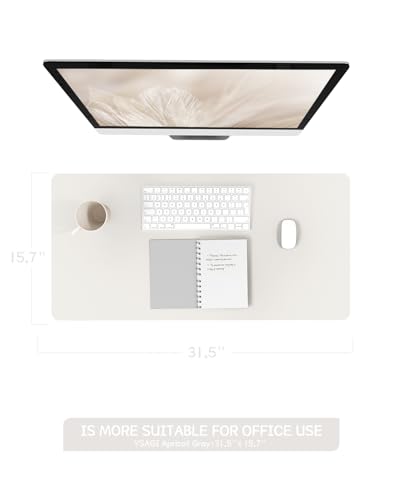 Non-Slip Leather Desk Pad, Waterproof Laptop Computer Desk Keyboard Mat, Table Protector Blotter Mat, Large Mouse Pad for Office/Work/Home/Decor(Apricot Gray, 31.5" x 15.7") - view 5
