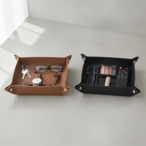 Leather Storage Tray, Foldable Divided - view 3