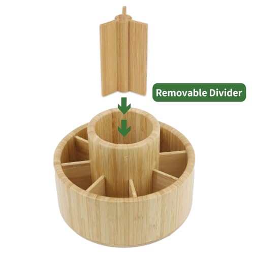 360 Rotating Bamboo Pen Holder for Desk, Art Supply Storage, Medium - view 2