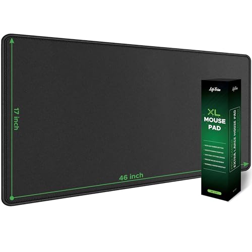 Huge 46”x17” 5mm Gaming Mouse Pad Large Mouse Pad for Desk Gaming Giant Black XXL Thick Long Extra Large Extended Big Gamer Desk Mat