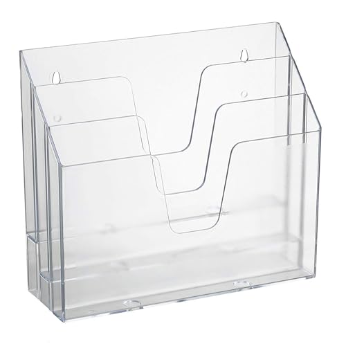 Horizontal Triple File Folder Organizer Sorter, Letter Size, Clear