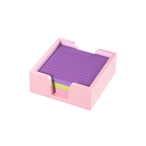 Acrylic Notepad Holder Dispenser - 3x3 in Sticky Note Memo Holder for Desk Organizer (W/O Pads) Office Desk Accessories School Supplies, Lightpink