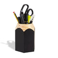 Sharpener Shaped Pen Holder – Black Solid Wood and Steel and Retro Design – Organizes Desk Accessories, Adds Charm to Workspaces, Great Gift – Fun Collection