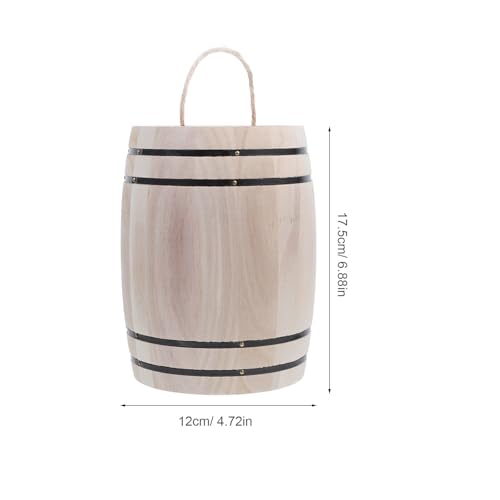 Wooden Barrel Pen Holder with Cover and Portable Handle Desk Organizer - view 2