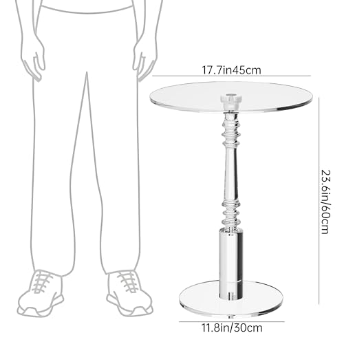 Clear Acrylic Writing Desk & Modern Round Acrylic Side Table Bundle, 2-Piece All-Clear Transparent Furniture Set for Home Office, Living Room, Bedroom & Lobby, Space Saving Easy Assembly Combo - view 6