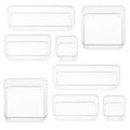 Eight Piecs. Plastic Clear Drawer Organizers for Bathroom, Kitchen, Bedroom, Office Organizer Bins, Storage Trays. Heavy Duty, Stackable 4 Sizes