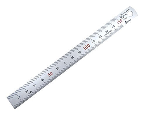 150 mm Rigid (15 mm x 0.5 mm) Zero Glare Satin Chrome Stainless Steel Machinist Engineer Ruler/Rule with Graduations in mm and .5mm Model 13005 - view 2