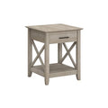 End Table with Drawer, Nightstand with Storage, Living Room and Bedroom Furniture, Key West Collection, Washed Gray