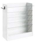 Wall File Holder, 6-Tier File Organizer, Office Supplies Storage Rack, Versatile Desktop Organizer, with Detachable Shelves, with Side Hooks, for Living Room, Study, Home Office, White MWJ02WB