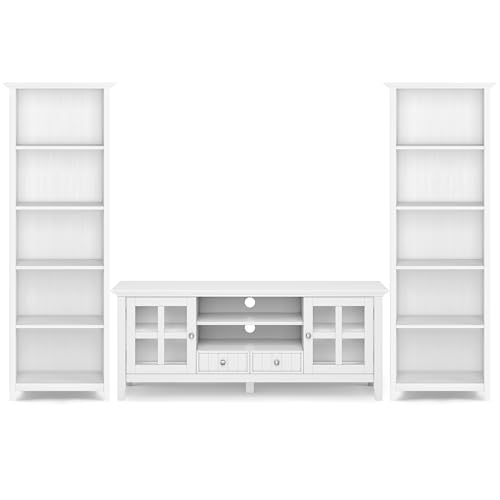 Acadian TV Stand and Bookcase in White (Set of 3)
