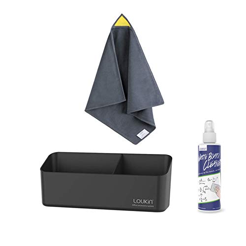 Whiteboard Accessories Bundle | Magnetic & Adhesive Marker Holder, Whiteboard Cleaning Cloth & Cleaner (3.4 fl oz), White