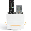 360° Rotating Remote Control Holder, Wooden TV Controller Holder, Remote Holder for Table, Desktop Caddy for Pen, Phone, Small Item Home Office School (White)