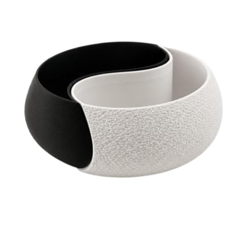 Double Compartment Jewelry Bowl, Black White Tray, Home Desk Holder