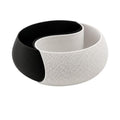 Double Compartment Jewelry Bowl, Black White Tray, Home Desk Holder