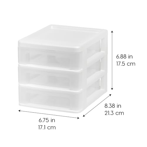 4-Pack 3-Drawer Small Desktop Organizer, Stackable, White - view 3