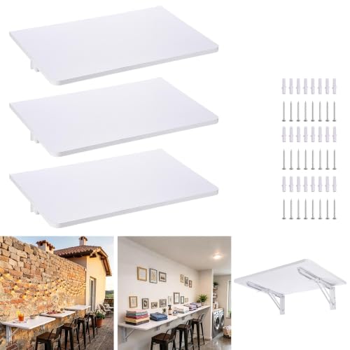Wall Mounted Folding Desk 72 Inch 3 Pack Floating Drop Leaf Bar
