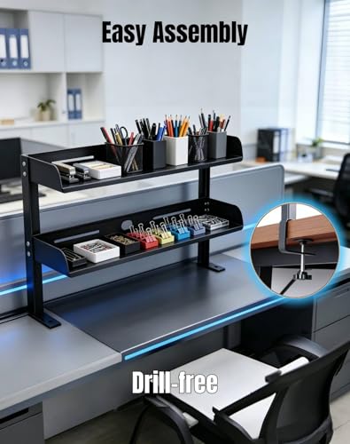 Clamp on Desk Shelf 2‑Tier, Black, Small - view 3