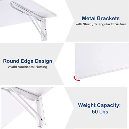 Wall Mounted Folding Desk 72 Inch 3 Pack Floating Drop Leaf Bar - view 6