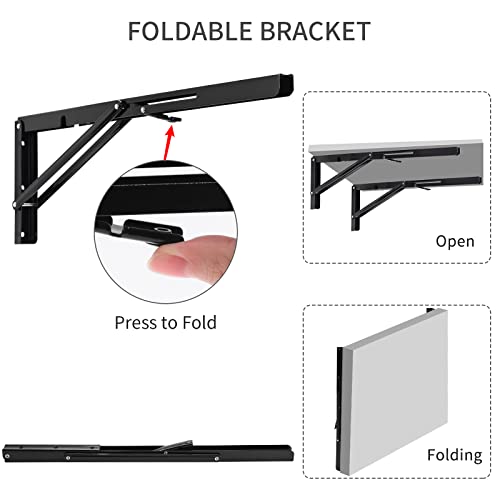 18 Inch Folding Shelf Bracket, Heavy Duty L Bracket, Black, 2 Pack - view 2