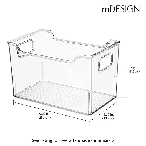 Deep Plastic Office Storage Bins with Handles for Organization in Filing Cabinet, Closet, or Desk Drawers, Organizer for Notes, Pens, Pencils, and Staples - Ligne Collection - 8 Pack - Clear - view 4