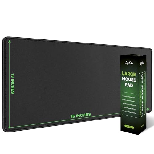 36” x 13” Extra Large Mouse Pad Gaming Extended Keyboard Mat Full Desk Cover Oversized Mouse Pad XL Desk Protector Mat Giant Thick Black Gaming XXL Mousepad Large Desk Mats Deskpad