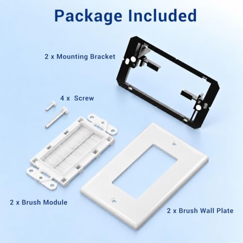 2-Pack Brush Wall Plate with Low Voltage Mounting Bracket, White - view 6