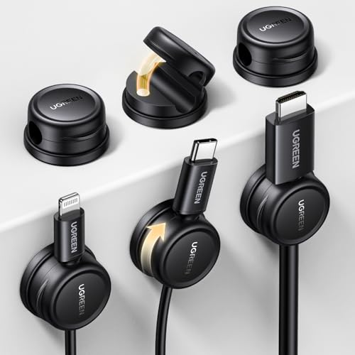 Magnetic Cable Management Clips, 360° Rotation Desk Cord Organizer 1s Fast Locking, Strong Adhesive Cable Holder Fits Cables Wires for Workspace, Nightstand, Home Office,Car