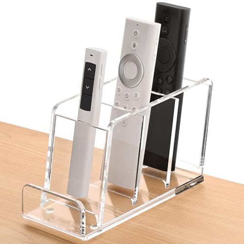 Acrylic Remote Control Holder, 4 Compartments TV Remote Caddy