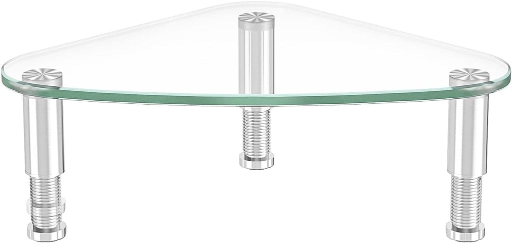 Clear Glass Computer Monitor Riser / Triangle Desktop Universal Corner Stand for Computer Monitor & Laptop HD01T-003