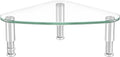 Clear Glass Computer Monitor Riser / Triangle Desktop Universal Corner Stand for Computer Monitor & Laptop HD01T-003