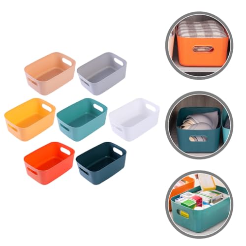 7pcs PP Plastic Shelf Basket with Handles, Stackable Storage Organizer - view 7