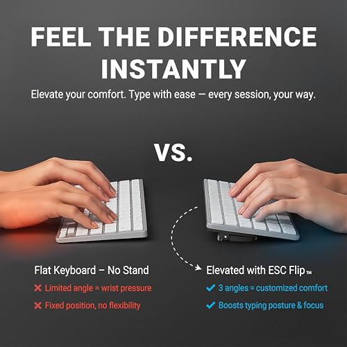 ESC Flip Keyboard Stand for Desk, Tilting Riser That Attaches to Your Keyboard – 3 Adjustable Angles, Compatible with Apple Magic Keyboard, Logitech MX Keys, K380 & Flat-Back Models - view 6