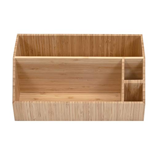 Bamboo Desktop All-In-One Organizer for File Folders, Notepads, Pens, Stationary Items, Small Electronics and more - view 2