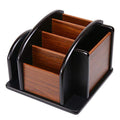 Wooden Desk Organizer, Desktop Office Supplies Storage Remote Control Caddy Holder (6-Compartment)