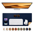 Dual-Sided Desk Mat, FSC Cork & PU Leather Desk Pad, Large Mouse Pad & Writing Surface for Compact Workspace, Non-Slip Waterproof Desk Protector - 25.6" x 13.7", Dark Blue