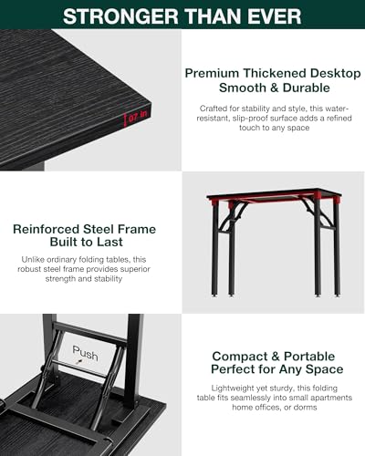 Small Folding Computer Desk – Portable 35.8 Inch Foldable Laptop Table, Collapsible and Compact for Easy Storage and Fast Setup, Lightweight for Small Spaces, Craft and Study Use, Dark Oak - view 5