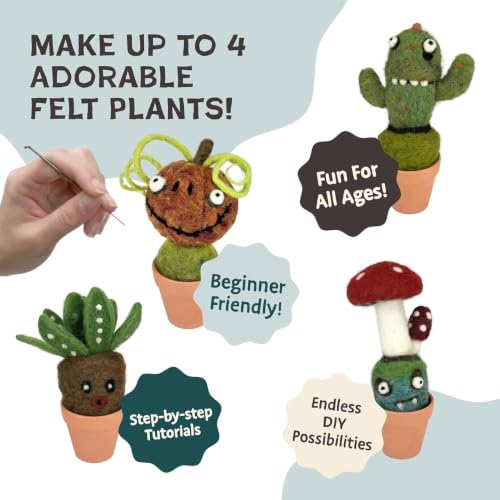 Needle Felting Kit Starter Set (Cactus & Succulent) for Adults - view 5