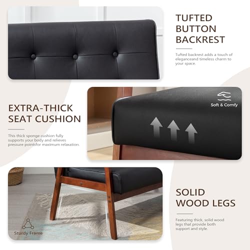 Wooden Loveseat Sofa and Accent Chair Set of 2, Office - view 5