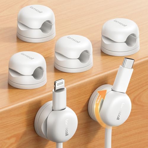 6 Pack Rotatable Cord Organizer, [1s Lock] Spring Cable Clips