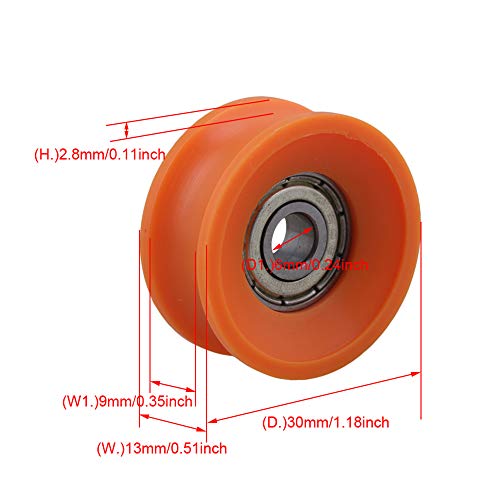 4Pcs U-Groove POM Pulley | 6mm BORE | 30mm OD | 79kg Load Capacity - view 4