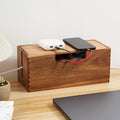 Acacia Wood Cable Management Box, Wooden Cord Hider & Organizer for Power Strip, Electrical Hiding, TV Wires, Desk & Floor Cables - Office Under Desk Cable Storage Box for Wire