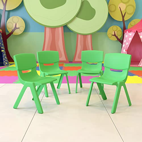 4 Pack Green Plastic Stackable School Chair with 12'' Seat Height - view 2