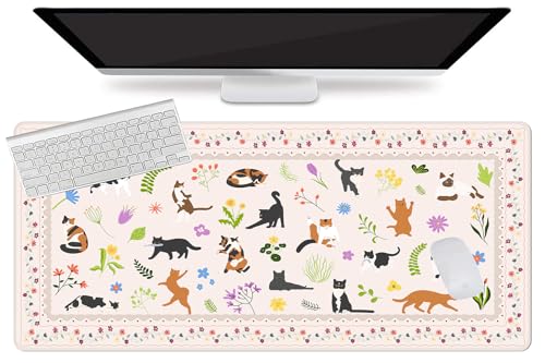 Cute Cat Desk Mat for Keyboard and Mouse,XXL Large Mouse Pad - view 2