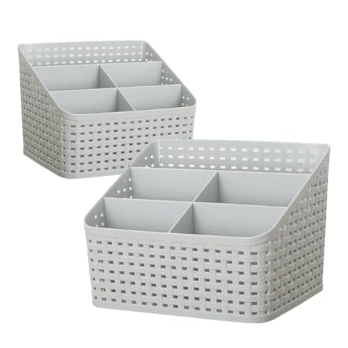 Storage Container 2pcs with Five Compartments Desktop Organizer
