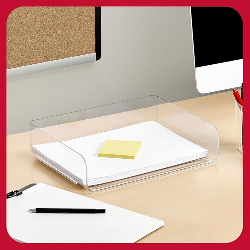 Side-Load Stackable Plastic Letter Tray, Clear, 6-Pack - view 3