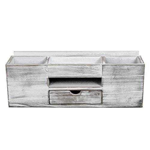 Liry Products Whitewashed Wooden Desktop Organizer Multiple Compartments Rack Shelf Drawer Tabletop Wood Storage Cabinet Office Supplies Caddy Document Stationery Holder Accessory Sorter Vanity Home - view 7