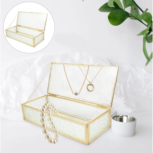 Rectangular Glass Jewelry Box and Easy Access Lid with Metal Frame - view 7