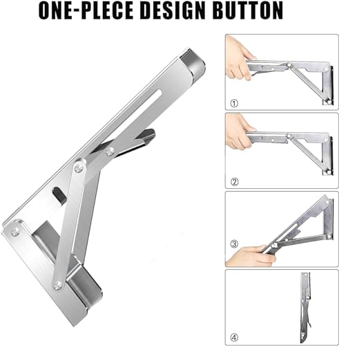 Folding Shelf Brackets 22 inch 4 Pcs Max. Load 440lb - Heavy Duty Stainless Steel DIY Wall Mounted Collapsible Shelf Bracket, Space Saving for Garage Workstation, Stuff Supports, Table, Workbench - view 5