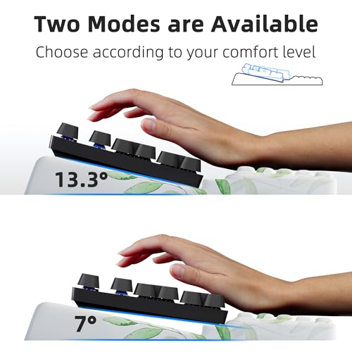 Keyboard Wrist Rest Pad Comfy Ergonomic Keyboard Stand Holder Office Desk Accessories Work from Home Essentials Green Leaves Pattern - view 3